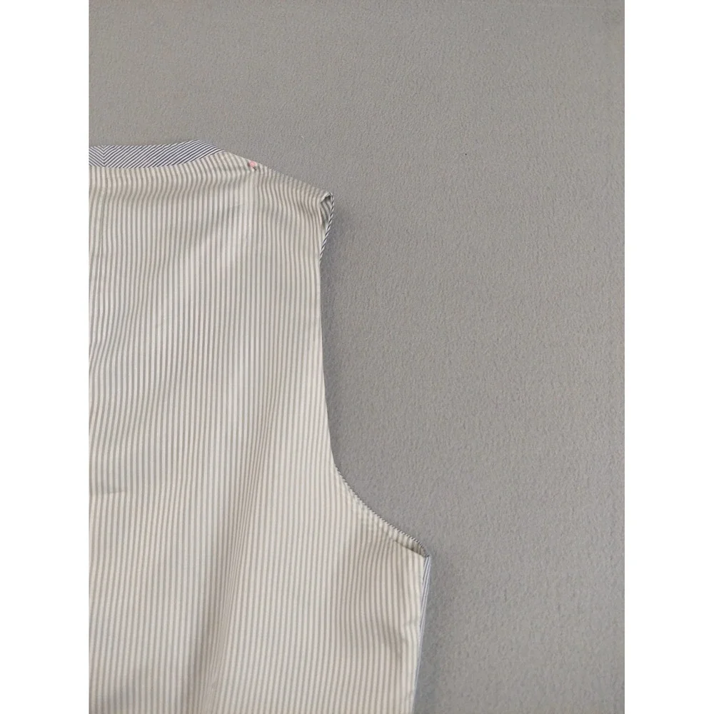 Banana Republic Men Suit Vest 40R Blue Stripe Tailored Fit Wrap Button Waistcoat